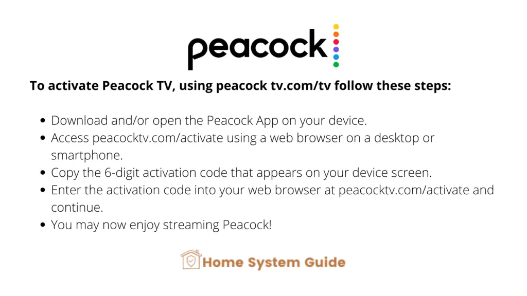 To activate Peacock