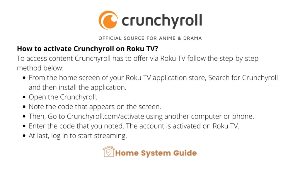How to activate Crunchyroll on Roku TV?