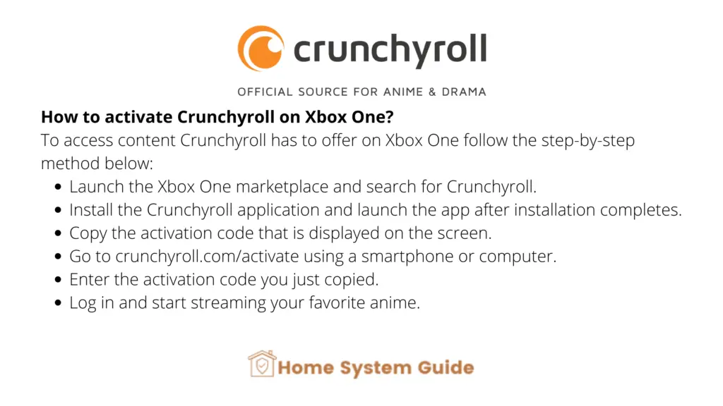 How to activate Crunchyroll on Xbox One?